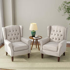 Accent Chair, Upholstered Armchair with Button Tufted High Back & Solid Wood Legs, Comfy Wingback Reading Single Sofa Chair for Small Spaces, Living Room, Bedroom