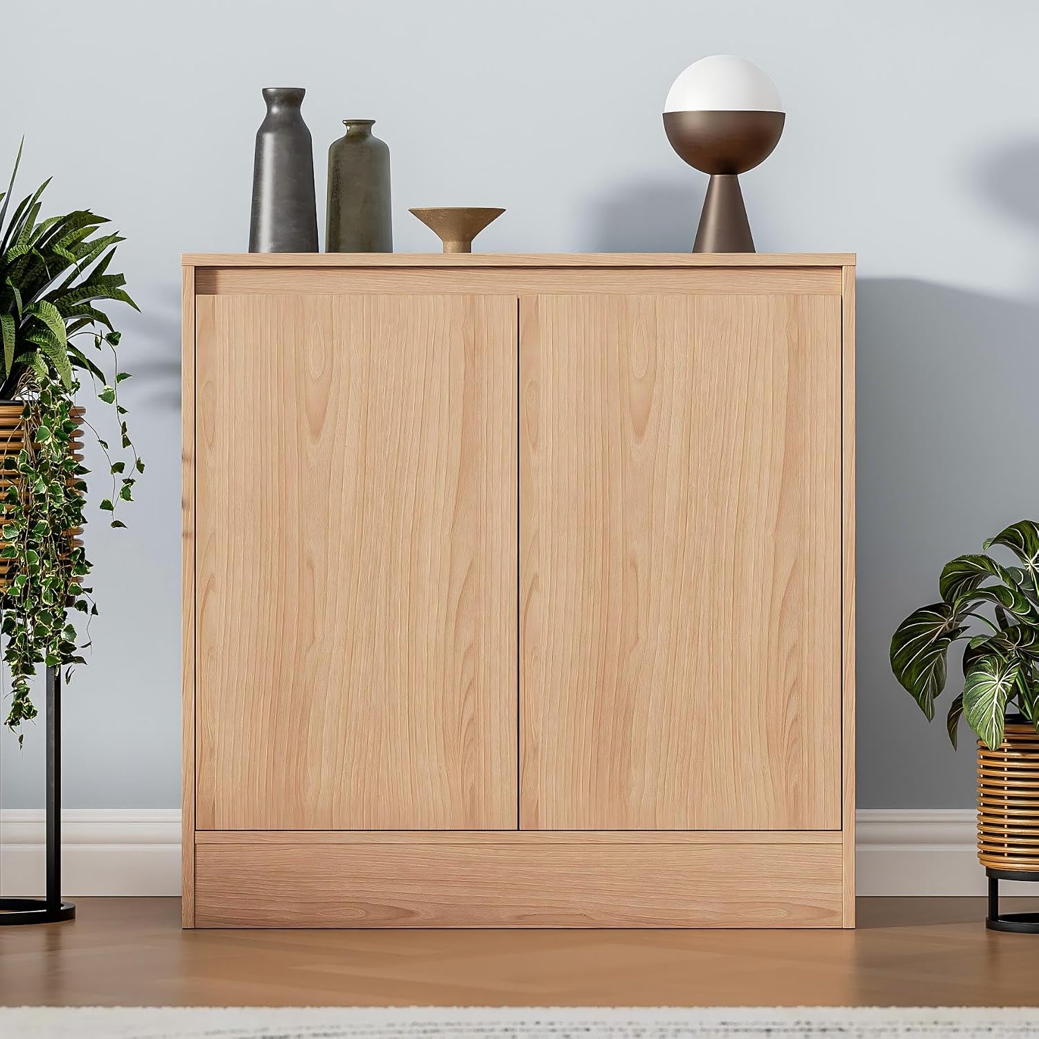 Housoul Buffet Cabinet with Storage, Coffee Bar Cabinet with 2 Doors and Adjustable Shelf, Modern Kitchen Buffet Sideboard for Living Room, Kitchen, Oak