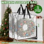 RAINFLOW Wreath Storage Container - 2 PCS Clear Moving Bags Heavy Duty for Christmas Wreaths Garland Clothes Gift Pillow Toy Plastic Storage Bag with Zipper Moving Supplies College Dorm(24 inch)