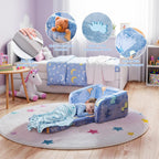 Lamerge 2-in-1 Soft Toddler Couch Fold Out,Foldable Toddler Chair, Glow in The Dark Kids Sofa for playroom,Convertible Foam and Floor Cushion for Boys and Girls (Blue and Dinosaur)
