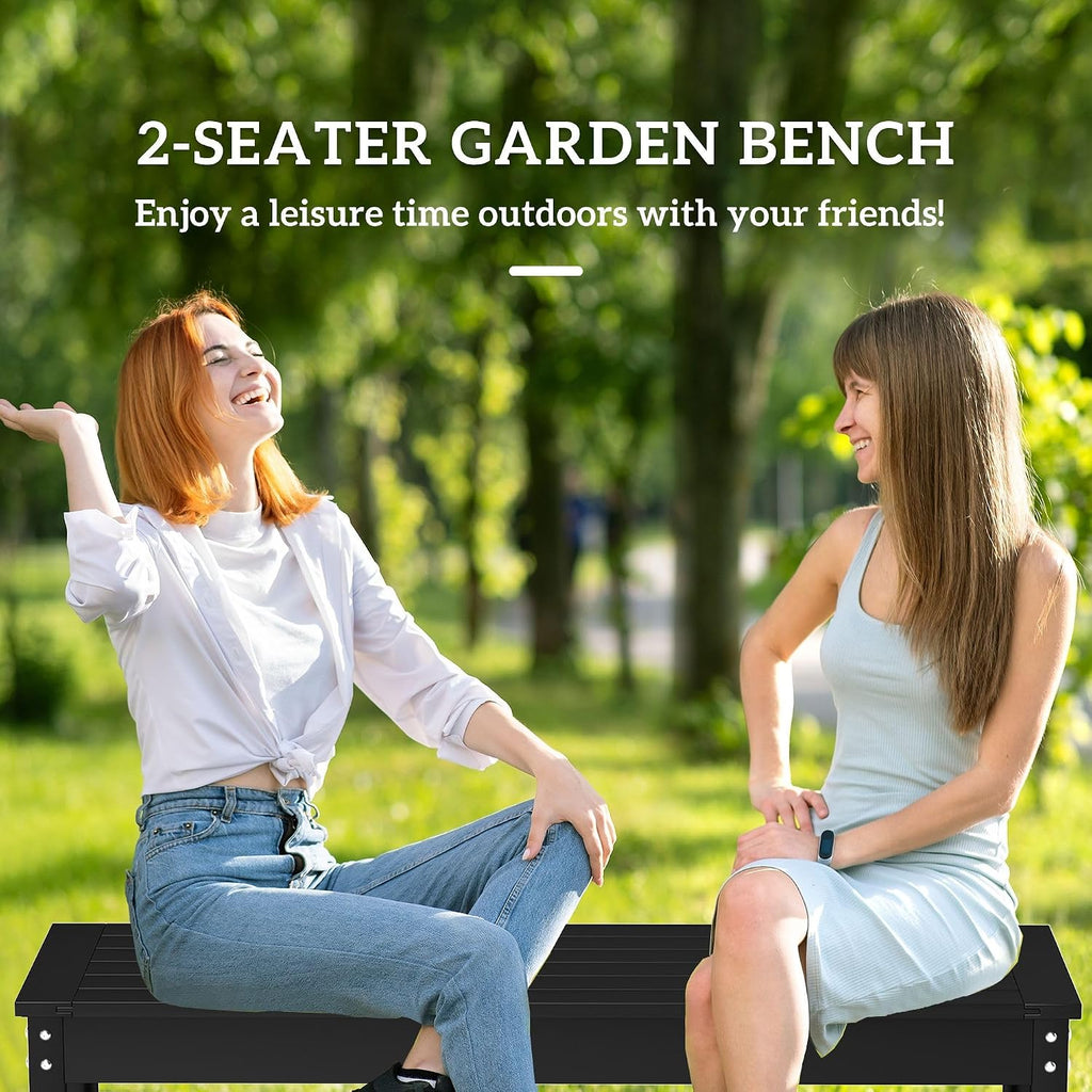 2-Seater Garden Bench with Slatted Seat