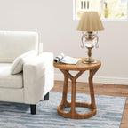 Round End Table Living Room, Rustic Side Table, 22" H Nightstand with Thick Top, Accent Tables for Bedroom Living Room Entryway, Natural