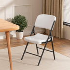 Elevon Folding Chairs Heavy Duty Plastic Chairs with 350-Pound Capacity for Home Office Camping Kitchen Dining Wedding Party Event Picnic, White, 2-Pack
