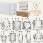Arme Glass Bud Vase Set of 60 Pcs, Small Clear Glass Bud Vases in Bulk for Flowers, Rustic Wedding Centerpieces and Vintage Decorations, Perfect for Home, Table and Events with Elegant Design