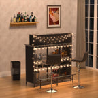 GDLF Home Bar Unit Mini Bar Liquor Cabinet with Storage and Footrest for Home Kitchen Pub (Grey)