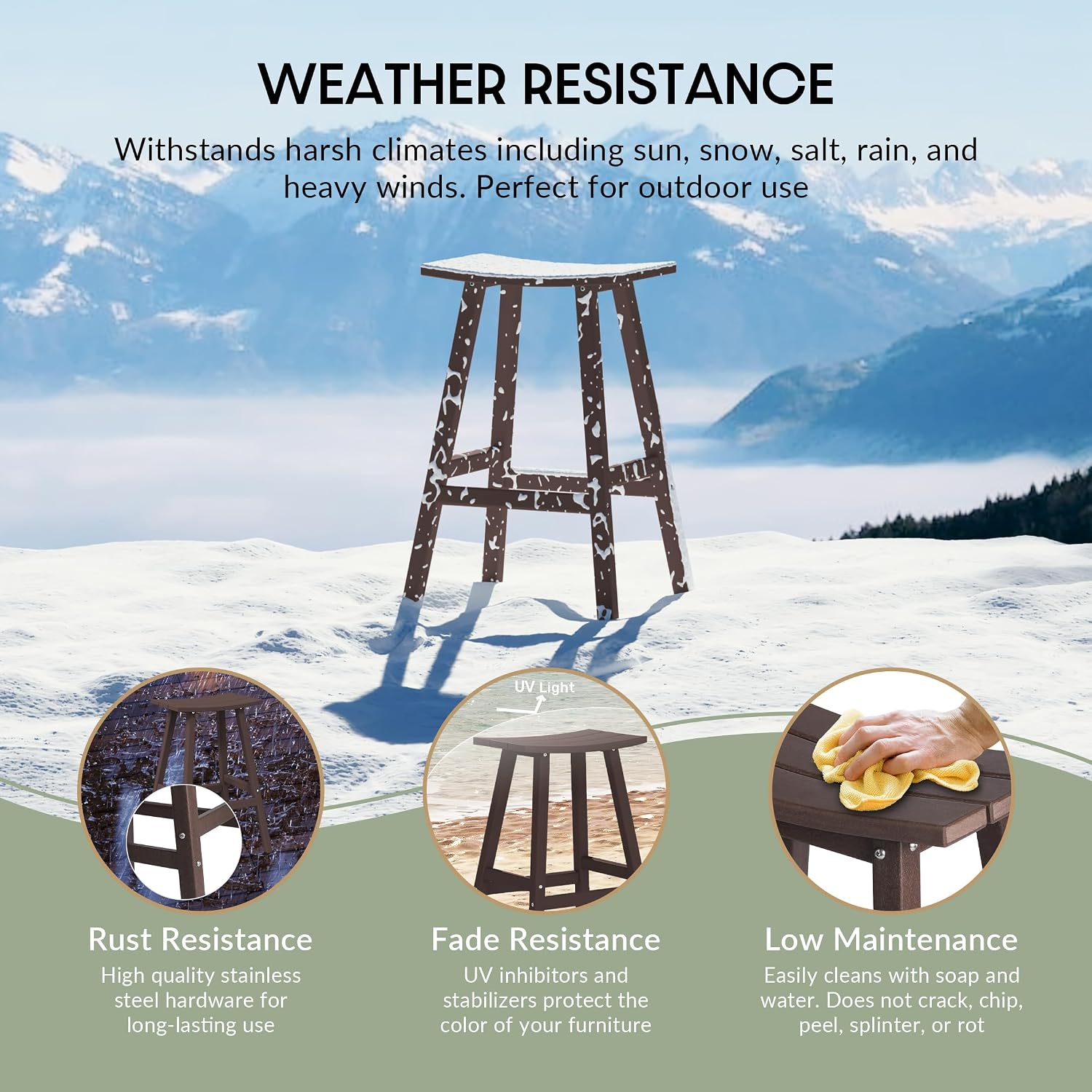 WestinTrends Malibu 2 Piece Set of 29 Height Outdoor/Patio Saddle bar stools, Dark Brown