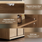 Rophefx Sideboard Buffet Cabinet with Storage, 94.5" Sideboard Accent Cabinet with Adjustable Shelves, Modular Media Console, Credenza for Living Room Kitchen Dining Room Entryway (Oak)