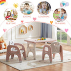 DOREROOM Kids Table and Chair Set, Plastic Children Activity Table with 2 Chairs, Toddler Table and Chair Set for Reading, Drawing, Snack Time, Arts Crafts, Preschool, Gift for Boys Girls