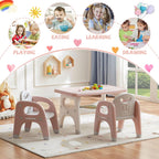 DOREROOM Kids Table and Chair Set, Plastic Children Activity Table with 2 Chairs, Toddler Table and Chair Set for Reading, Drawing, Snack Time, Arts Crafts, Preschool, Gift for Boys Girls