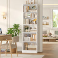 FACBOTALL 73.2" Tall Bookshelf and Bookcase, 6-Tier Open Bookshelf with Storage, Deep Bookshelf with Adjustable Shelf, Freestanding Display Storage Shelves for Living Room, Home Office, Study, White