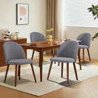Fabric Dining Chairs Set of 4, Upholstered Mid Century Modern Dining Chairs, Armless Accent Chair with Walnut Wood Legs for Kitchen, Living Room, Dining Room, Grey