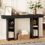 Modern Entryway Table, 55'' Wood Console Table with Storage Couch Table Behind Sofa Black Living Room Table for Entryway Hallway, Foyer