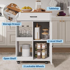 GarveeHome Kitchen Island on Wheels with Storage-Multifunctional Kitchen Island Cart with Drop Leaf, Rolling Island with Spice/Towel Rack,Expandable Island Table Kitchen,23.7" Width