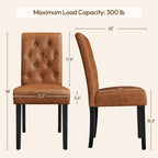 Yaheetech Upholstered Dining Chairs Set of 2 Modern Leather Parsons Kitchen Chairs with Button Tufted High Back and Solid Wood Legs and for Dining Room/Living Room/Restaurant, Retro Brown