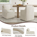 KISLOT Upholstered Dining Chairs Set of 4, Modern Dining Room Chairs with Casters & Washable Cover, Rolling Accent Chair with Hidden Storage for Kitchen, Farmhouse, Living Room, Beige, 4 Box