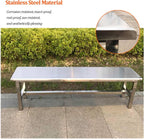 Stainless Steel Outdoor Patio Bench, All-Weather Porch Backless Garden Benches Chair with Rounded Corners, 660 Lbs Load-Bearing Capacity, for Patio, Park, Commercial Use(L-150CM)