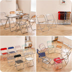 Acrylic Folding Chair, Transparent Folding Chair, Portable Metal Frame Foldable Chair for Home, Office, and Events-Gray