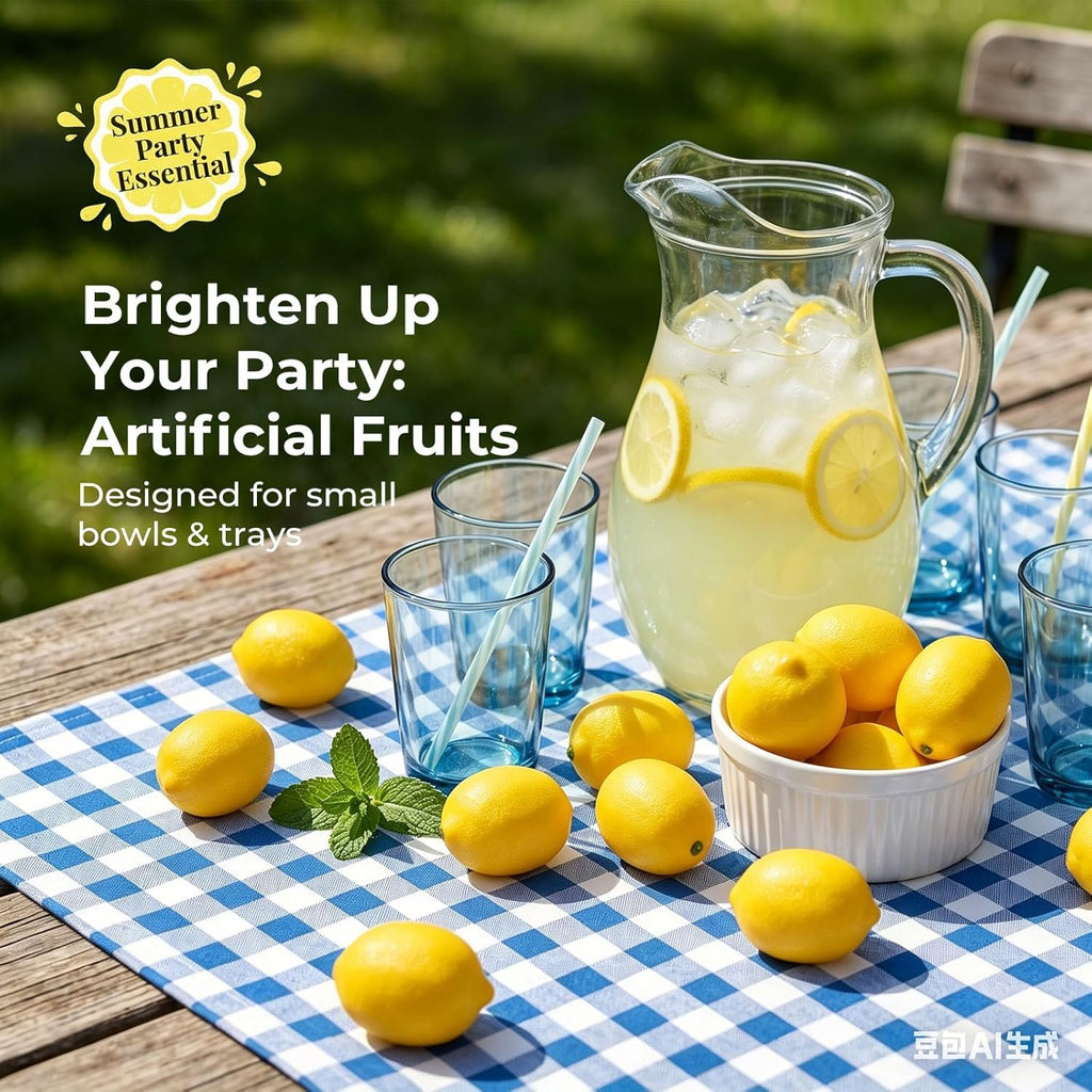 BigOtters 20PCS Small Artificial Lemons, Faux Yellow Lemons 2.7 x 1.8 Inch for Fake Fruit Bowl Lemonade Party Summer Decor Photo Props