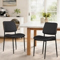 AODAILIHB Mid Century Modern Kitchen Chairs Set of 2, PU Leather Upholstered Dining Chairs with Walnut Bentwood Back, Sturdy Metal Legs & Adjustable Feet, Black