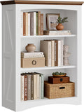 IRONCK 43" Tall Bookcase, 3 Tier Bookshelf with Thick Open Storage Shelf, 33in Wide Floor Standing Book Shelf for Home Office, Living Room, Bedroom, White