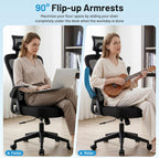 Office Chair Ergonomic Desk Chair with Adjustable Headrest Lumbar Support, High Back Breathable Mesh Chair with 120° Tilt & Flip-Up Armrests, Swivel Comfy Task Computer Chair for Work, Study