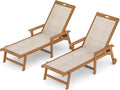 LUE BONA Chaise Lounge Chair Outdoor Set of 2, HDPS and HDPE Wicker Chaise Lounger with 5 Positions, Pool Lounge Chairs with Wheels and Adjustable Backrest for Patio, Poolside, Deck, Backyard