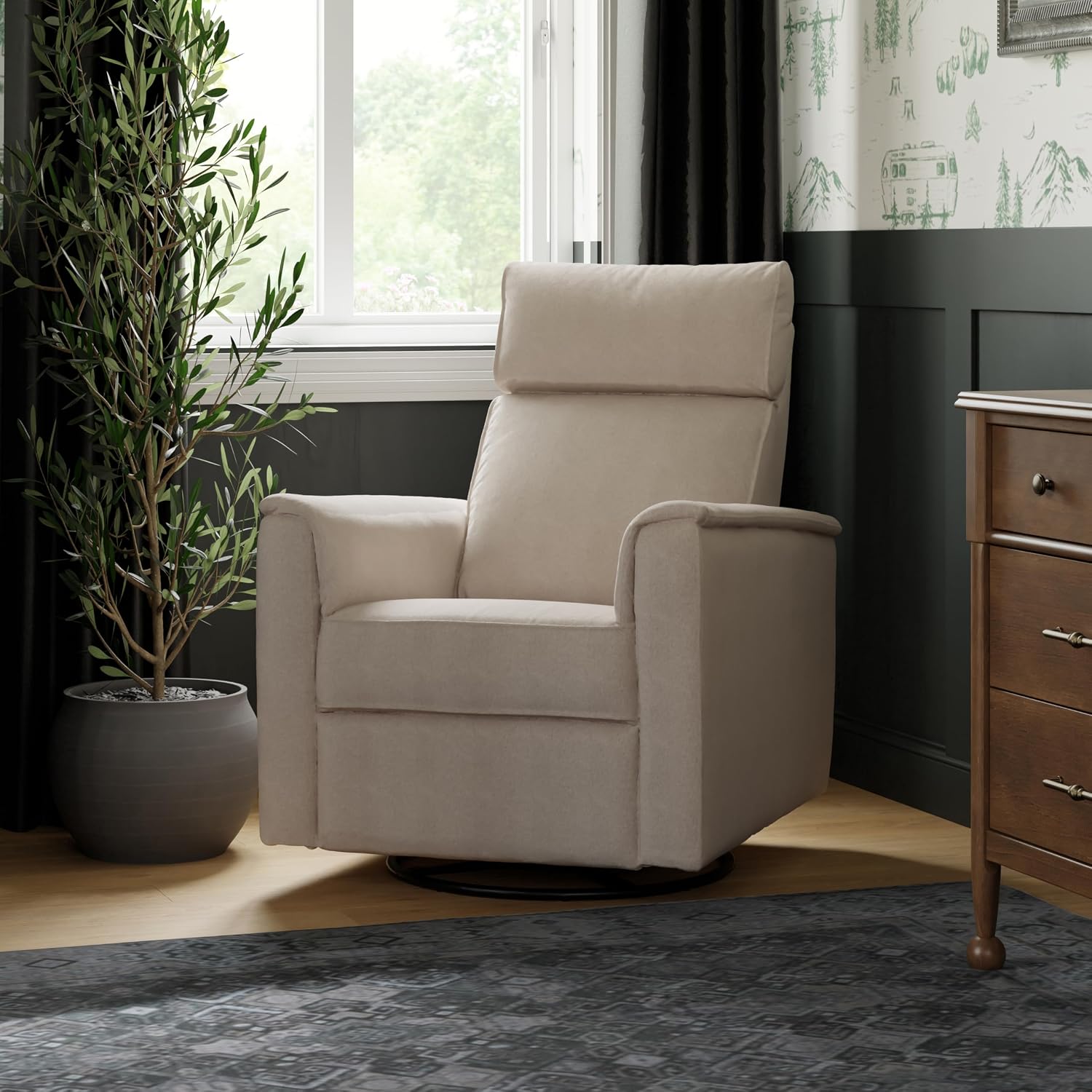 Namesake Willa Plus Power Recliner Glider, Performance Beach Eco-Weave | GREENGUARD Certified Recliner w/ 270° Swivel - Built-in USB Charging Port w/ Adjustable Headrest - Water & Stain Resistant
