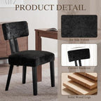 GOTMINSI Mid Century Modern Dining Chairs,Velvet Farmhouse Upholstered Kitchen Chairs, Accent Curved Backrest Dining Room Chairs with Hardwood Legs (Black, 4PCS)