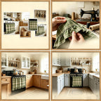 Handmade Farmhouse Hidden Skirt Curtain, Tie Top Heat‑Resistant Kitchen Curtain with Ruffles & Ribbon Ties for Oven, Stove & Dishwasher, Rustic Kitchen Décor (Brown, 22" W x 28" L)