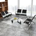 kinbor 2-Seat Waiting Room Chairs with Arms - Set of 3 Modern PU Leather Reception Bench for Airport, Hospital, Office Lobby - Breathable Mesh & Durable Steel Waiting Area Furniture (Black)