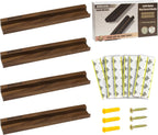 Vinyl Wall Display No Drill with 2 Mount Options(Adhesive & Screws), 4 Pack Walnut Wood Vinyl Wall Mount, Record Shelf, Record Holder Wall, Album Display Shelves, Floating Shelf for Album, LP, CD