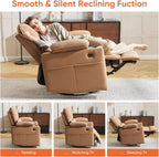 270° Swivel Rocker Recliner with Adjustable Armrests,Oversized Power Nursery Recliner with Heating and Massgae,Rocking Chair Nursery with One-Touch Reset,Double Cup Holder,Faux Leather,Brown