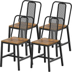 YATINEY Dining Chairs Set of 4, Wooden Kitchen Chairs, Farmhouse Dining Chairs with Back Support, for Living Room, Kitchen, Rustic Brown and Black CY01L4BRN1