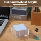 Acrylic Sticky Note Holder, 3x3 Crystal Clear Notepad Holder with Anti-Slip Base Sticky Note Dispenser for Office Desk, Home Organizer