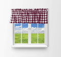 Zen Creative Designs Gingham Checkered Cotton Window Valance Home Décor Bedroom Nursery Kitchen Window (58" Wide x 28" Long, Burgundy)