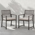 Outdoor Patio Dining Chair, All-Weather Woven Rope Outdoor Chairs Set of 2, Sturdy Iron Frame, 400 lbs, Ergonomic Backrest, Removable Breathable Cushion, for Patio & Garden, Light Brown