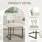 KISLOT Dining Chairs Set of 4, Upholstered Modern Kitchen Chairs with Ergonomic Backrest, Fabric Cushion & Wire Drawing Curve Metal Legs for Living Room, Restaurant, Café, Ivory, 2Boxs