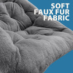 OAKHAM Comfy Chair for Adults, Soft Faux Fur Folding Lounge for Bedroom Living Room Dorm Rooms Flexible Reading Chair for Teens Kids, X-Large Foldable (Faux Fur-Charcoal Gray)