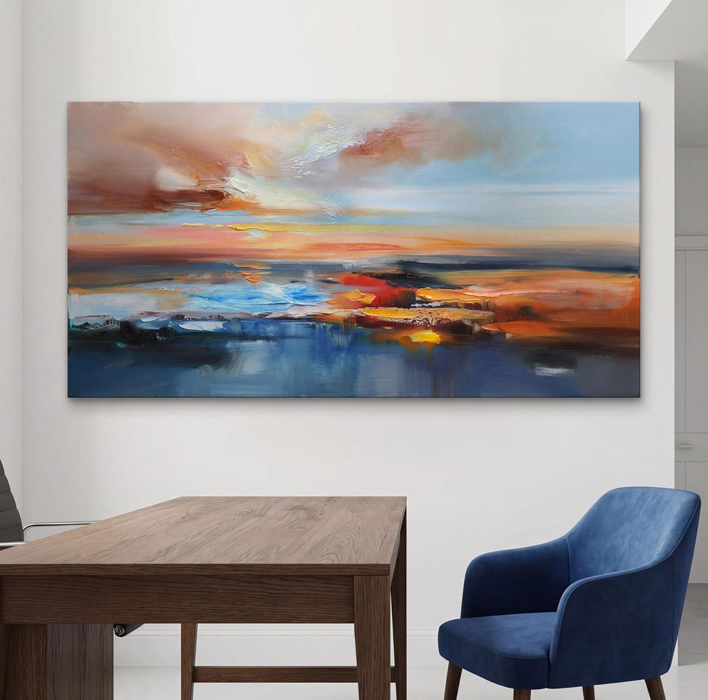 Brushart Abstract Wall Art Large Landscape Canvas Wall Art Pictures Paintings Wall Decor Living Room Textured Artwork for Dining Room Walls Bedroom Home Office, 48"x24"