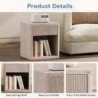 OLIXIS Set of 2 Modern Nightstand, 22.7" Fluted Drawer Wood Bedside Table | Compact white oak nightstand with drawer & open shelf, sturdy multi-use end table for bedroom, sofa side table, entryway