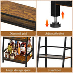 5-Tier Trapezoid Liquor Stand for Home Bar, Large-Capacity Liquor Cabinet Bar for Home, Stepped Wine Rack Freestanding Floor for Whiskey, Corner Wine Bottle Display Shelf with Fences for Living Room