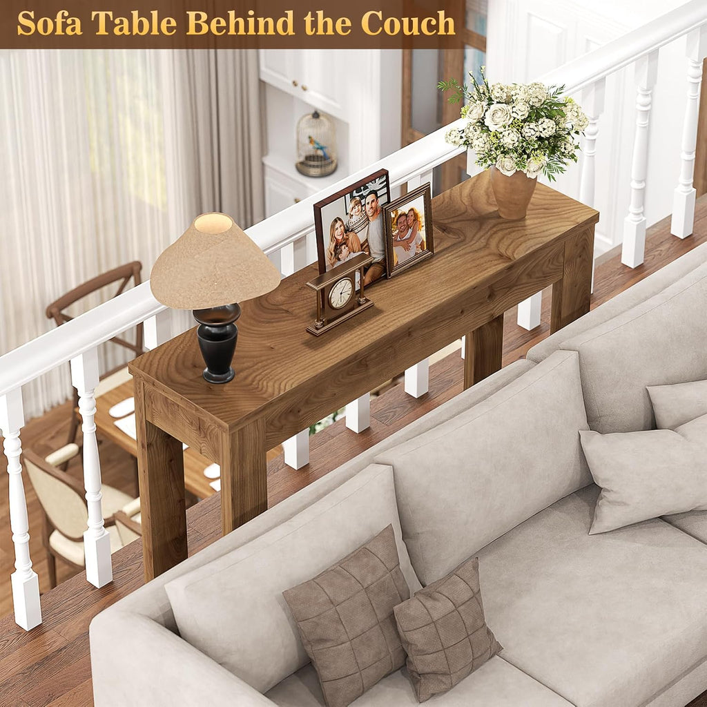 Armocity Console Table, Small Farmhouse Wood Entryway Table, Sofa Tables Narrow Long Behind Couch, Entry Table for Entrance, Hallway, Living Room, 32", Brown Oak