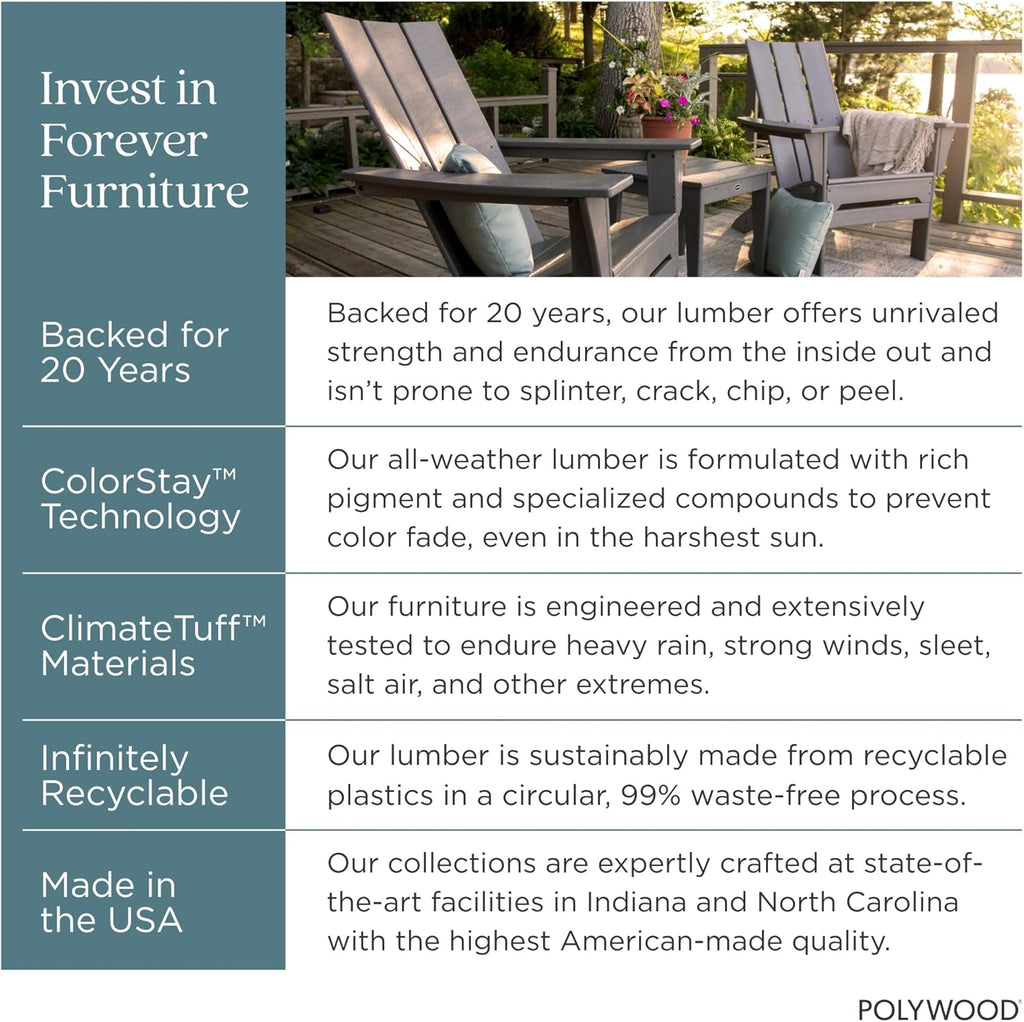 POLYWOOD Modern Adirondack Chair – All-Weather Outdoor Lawn Adirondack Chairs – HDPE, Fade-Resistant & Durable Outdoor Furniture – For Patio, Deck & Fire Pit Chairs – Black