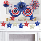 EBaokuup 36PCS 4th of July Natural Rattan Stars, 1.96 Inch Red White and Blue Wicker Rattan Stars for Independence Day Home Decor DIY Craft Vase Bowl Filler Table Decoration