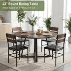 knoworld Round Dining Table for 4-6 with Storage Shelf, Kitchen & Dining Room Circle Pedestal Table, Heavy Duty Metal Frame & Wood Top