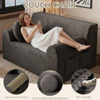 42" Boneless Oversized Chair with Side Pocket, Sofa Small Single Couch in a Box, Deep Seating Boneless Chair for Bedroom Living Room Office Apartment, No Assembly, Dark Grey