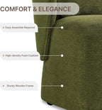KISLOT Upholstered Dining Chairs with Wheels, Easy Assembly Stain Resistant Fabric Modern Barrel Armchair with Lumbar Cushion, Dining Room Chairs for Kitchen Living Room Bedroom, Green, Set of 2