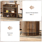 Tribesigns 4-Tier Bar Table, 47.24" Mini Home Bar Table with Footrest, Arc-Shaped Modern Bar Cabinet for Home, Living Room, Rustic Brown
