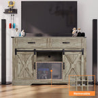 RoyalCraft 52'' Coffee Bar Cabinet with Storage, Farmhouse Sideboard Buffet with with Doors and Shelves, Light Grey