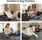 50" Oversized Boneless Chaise Lounge Chair Indoor, Plush Faux Fur Cloud Sofa Couch with Pillows, No Assembly Deep Seat Reading Chair Bed, Cozy Floor Couch for Living Room or Bedroom